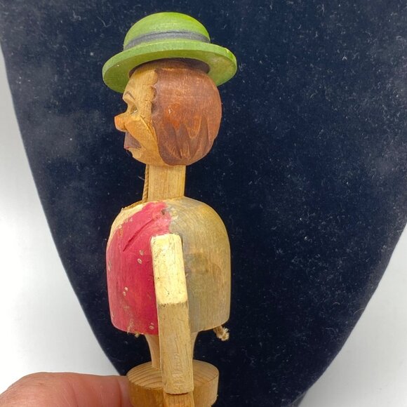 Vintage Mechanical Hand-Carved Wooden Wine Cork Stopper Animated Drinker - Picture 2 of 10